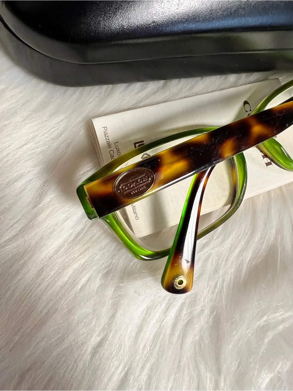 Coach prescription Tortoiseshell Frame with Green Temples Eyeglasses